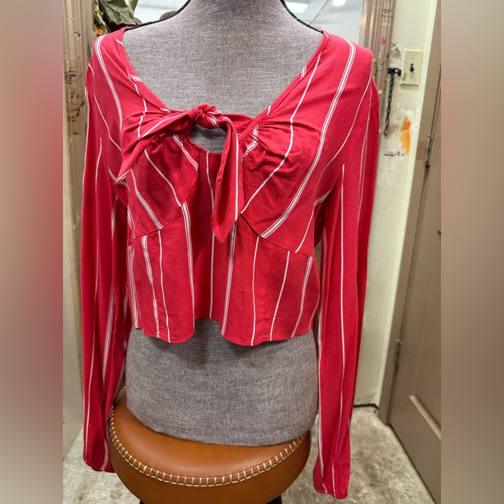Chic Red Striped Women's Blouse